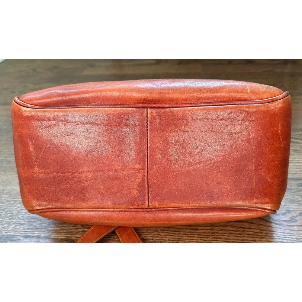 Oroton Sydney Vintage Cognac Leather Crossbody Bag Flap Shoulder Purse 80s 90s